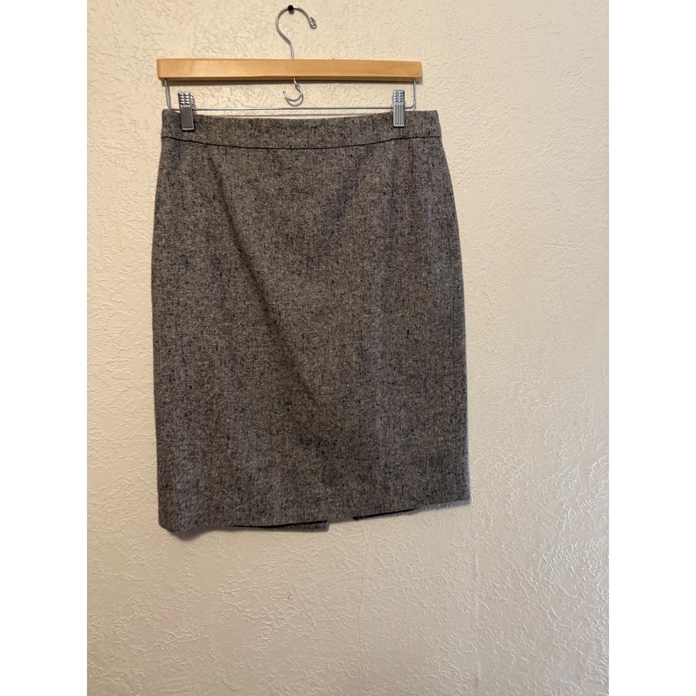 J.Crew Gray Wool Silk Blend Tweed Pencil Skirt Size 8 Professional Career Knee